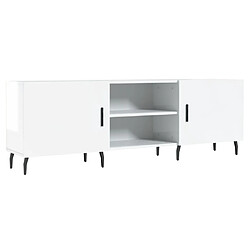 Maison Chic Meuble TV scandinave - Banc TV pour salon blanc brillant 150x30x50 cm bois d'ingénierie -MN36701