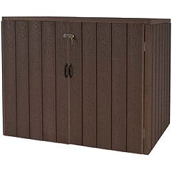 Avis Decoshop26 Abri de poubelles extérieur conteneurs à ordures 117x142x102 cm jusqu'à 4 bacs en aspect bois métal marron 04_0001626