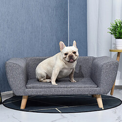 Acheter Pawhut Canapé chien lit pour chien design scandinave coussin moelleux pieds bois massif dim. 87 x 61 x 36 cm polyester gris