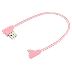 Avis Wewoo Câble rose pour iPhone X / 8 et 8 Plus / 7 7 Plus / 6 6 6 Plus 6 s Plus / iPad de chargement en nylon de 25 cm de style à Lightning de charge double coude,