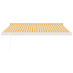 Avis Maison Chic Store banne | Auvent rétractable de porte | Marquise Brise-soleil jaune et blanc 3,5x2,5 m tissu et aluminium -GKD53424