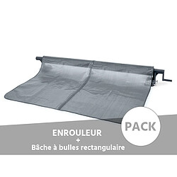 Enrouleur + Bâche à bulles pour piscine tubulaire rectangulaire 7,32 x 3,66 m - Intex