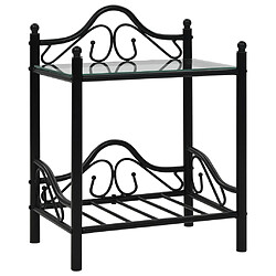 Maison Chic Lot de 2 Tables de chevet,Table de nuit,Table d'appoint pour salon Acier et verre trempé 45x30,5x60 cm Noir -MN35660