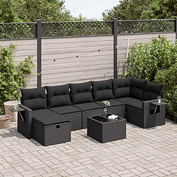 vidaXL Salon de jardin 8 pcs avec coussins noir résine tressée