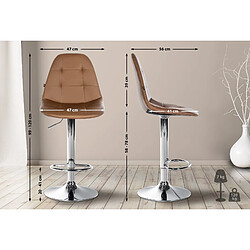 Avis Decoshop26 Tabouret de bar x1 avec repose-pieds hauteur réglable pivotant assise en PVC marron clair cadre métallique chromé 10_0004828