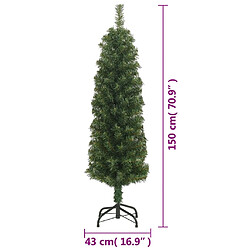 vidaXL Sapin de Noël artificiel mince avec support vert 150 cm PVC pas cher