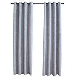 vidaXL Rideaux occultants avec anneaux en métal 2 pcs Gris 140x175 cm