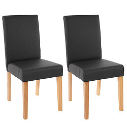 Decoshop26 Lot de 2 chaises de salle à manger synthétique noir mat pieds clairs CDS04036