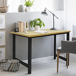 ML DESIGN MODERN LIVING Table d'ordinateur bureau de travail MDF cadre en métal 120x60 cm érable noir