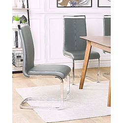 Beliani Set de 2 Cuir PU Chaise de salle à manger Chaise en porte-à-faux Gris GREEDIN