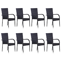 vidaXL Ensemble à manger de jardin 9 pcs Résine tressée Noir