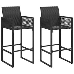 vidaXL Tabourets de bar de jardin lot de 2 noir résine tressée