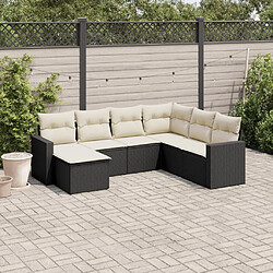 Maison Chic Salon de jardin 7 pcs avec coussins | Ensemble de Table et chaises | Mobilier d'Extérieur noir résine tressée -GKD24387