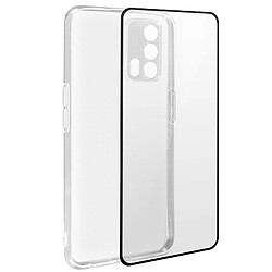 Avizar Coque Realme GT Silicone Souple Film Verre Trempé 9H Transparent Noir