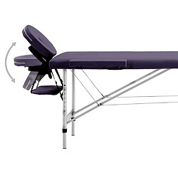 Acheter vidaXL Table de massage pliable 2 zones Aluminium Violet