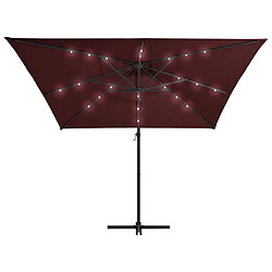 Avis vidaXL Parasol de jardin en porte-à-faux lumières LED rouge bordeaux