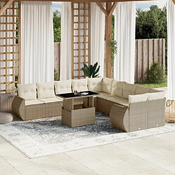 vidaXL Salon de jardin 11 pcs avec coussins beige résine tressée