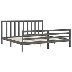 Maison Chic Lit adulte - Cadre Structure de lit avec tête de lit Contemporain gris 200x200 cm bois massif -MN29447 pas cher