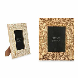 Gift Decor Cadre photo Blanc Marron Bois de manguier Buda 22,3 x 28 x 1,5 cm (6 Unités)