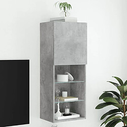 Maison Chic Meuble TV avec lumières LED, Banc TV pour salon, Meuble de rangement gris béton 40,5x30x102 cm -GKD69330