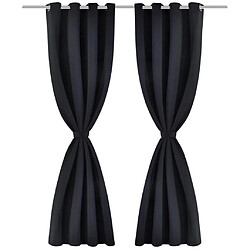 vidaXL Rideau occultant 2 pcs avec œillets métalliques 135x175 cm Noir