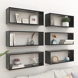 Maison Chic Lot de 6 Étagères cube murales,Etagère de rangement flottantes Noir 60x15x23 cm Aggloméré -MN20302