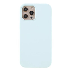 Coque en silicone solide bleu de pulvérisation pour votre Apple iPhone 12 Pro Max 6.7 pouces