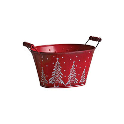 Aubry Gaspard Corbeille en métal sapin de Noël 23 cm rouge.