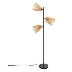 Pegane Lampe suspendue, Suspension luminaire droit en bois naturel et métal noir- Longueur 49,5 x Profondeur 24 x Hauteur 150 cm