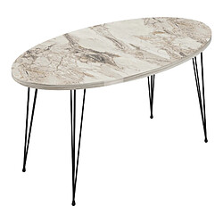 Helloshop26 Table basse ovale 43 x 90 x 50 cm marbre blanc noir 03_0008508