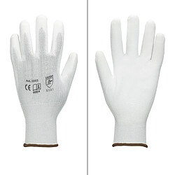 ECD Germany 4 paire de Gants de travail en PU, taille 9-L, couleur blanc, gants de mécanicien en nylon gants de jardin