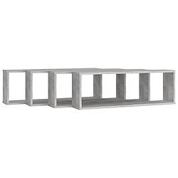 Acheter Maison Chic Lot de 4 Étagères cube murales,Etagère de rangement flottantes Gris béton 80x15x26,5 cm Aggloméré -MN48598