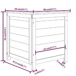 vidaXL Boîte à coussins d'extérieur Marron 50x50x56 cm Sapin massif pas cher