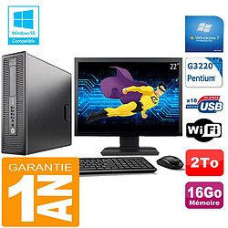 PC HP EliteDesk 800 G1 SFF Intel G3220 16Go Disque 2 To Wifi W7 Ecran 22" - Occasion