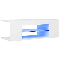 Avis Maison Chic Meubles TV avec lumières LED - Banc TV pour salon Blanc 90x39x30 cm -MN53815