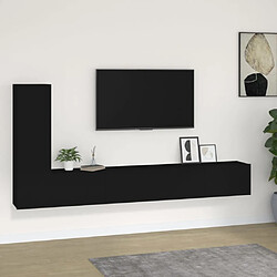 Maison Chic Ensemble de meubles TV 3 pcs | Banc TV Moderne pour salon | Meuble de Rangement - Noir Bois d'ingénierie -MN24819