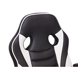 Decoshop26 Fauteuil chaise de bureau gamer sur roulettes forme ergonomique pivotant hauteur réglable synthétique noir/blanc 04_0001840 pas cher