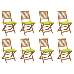 vidaXL Chaises pliables d'extérieur et coussins lot de 8 Bois d'acacia 