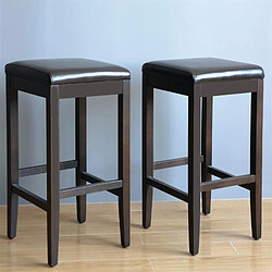 Acheter Tabouret de Bar Haut en Simili Cuir Noir - Lot de 2 - Bolero