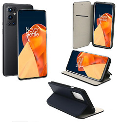 Xeptio OnePlus 9 PRO / One Plus 9 PRO 5G Etui Protection Portefeuille bleu à Rabat avec Porte Cartes - Housse Folio bleue navy Coque Antichoc