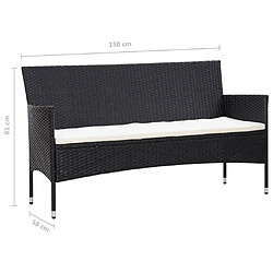 vidaXL Salon de jardin 5 pcs avec coussins résine tressée noir pas cher