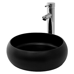 ML-Design Lavabo en céramique noir avec garniture de vidage lave-mains moderne Ø350x120 mm