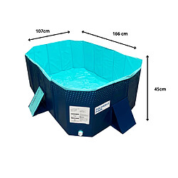 Acheter Piscine pliable - VENTEO - Piscine d'été portable pour enfant - Maille en fibre de polyester - Pour l'intérieur et l'extérieur - Bleu - Installation facile - Support triangulaire - A partir de 6 ans - Double trou de drainage - 348 Litres - 166 x 107 x 45