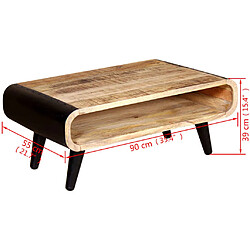 vidaXL Table basse Bois de manguier brut 90x55x39 cm pas cher