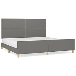 Maison Chic Lit adulte - Cadre Structure de lit avec tête de lit Contemporain Gris foncé 200x200 cm Tissu -MN91667