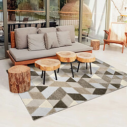 Thedecofactory DEHORS-DEDANS GEOMET - Tapis pour intérieur-extérieur brun, beige et gris 120x170