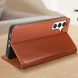 Acheter Avizar Housse pour Samsung Galaxy S23 FE Cuir Véritable Porte-carte Marron Clair