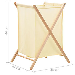 vidaXL Panier à linge Bois de cèdre et textile Beige 42 x 41 x 64 cm pas cher