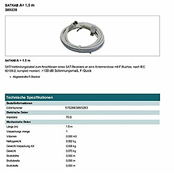 Triax 389328 Koaxialkabel 1,5 m F Weiß (389328)