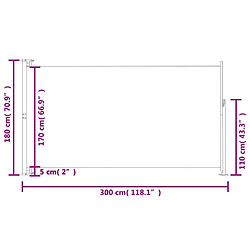 vidaXL Auvent latéral rétractable de patio 180x300 cm Rouge pas cher